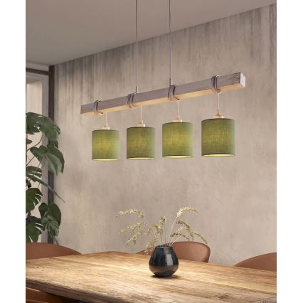 Brilagi - Żyrandol LED na lince NUBILA 4xE27/60W/230V szary/zielony