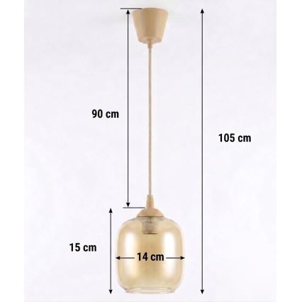 Brilagi - LED żyrandol na przewodzie RETRO GLASS 1xE27/60W/230V śr. 14 cm beżowy/przydymiony brąz