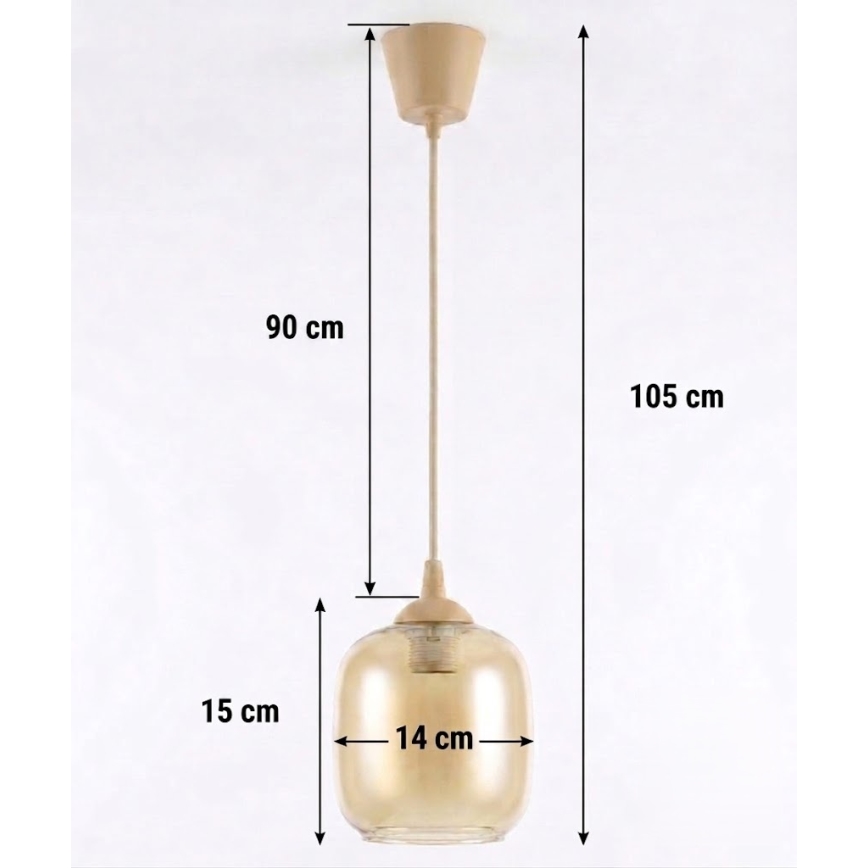 Brilagi - LED żyrandol na przewodzie RETRO GLASS 1xE27/60W/230V śr. 14 cm beżowy/przydymiony brąz