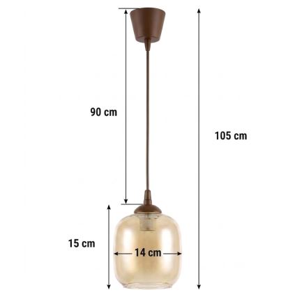 Brilagi - Lampa wisząca na lince LED RETRO GLASS 1xE27/60W/230V śr. 14 cm brązowa/przydymiona brązowa