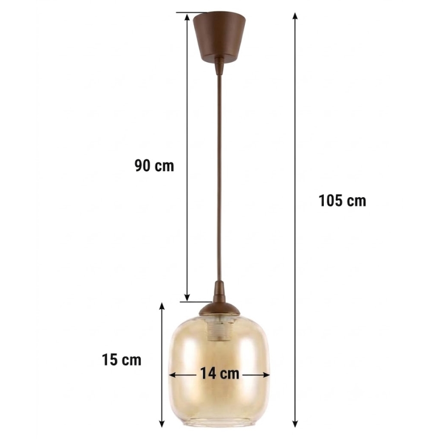 Brilagi - Lampa wisząca na lince LED RETRO GLASS 1xE27/60W/230V śr. 14 cm brązowa/przydymiona brązowa