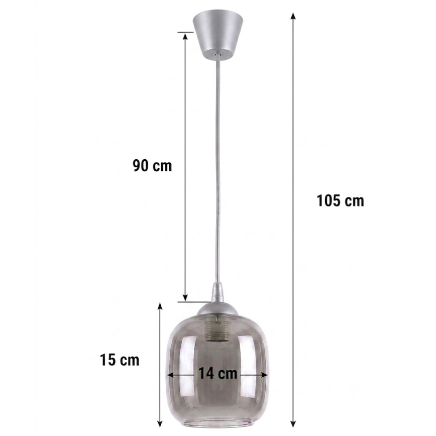 Brilagi - Żyrandol LED na przewodzie RETRO GLASS 1xE27/60W/230V śr. 14 cm srebrny/przydymiony szary
