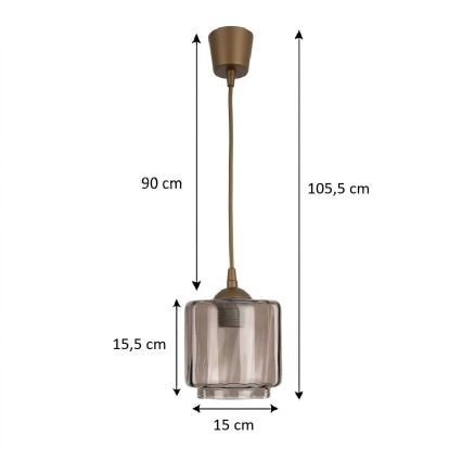 Brilagi - LED lampa wisząca na przewodzie RETRO GLASS 1xE27/60W/230V śr. 15 cm brązowy/przydymiony beż