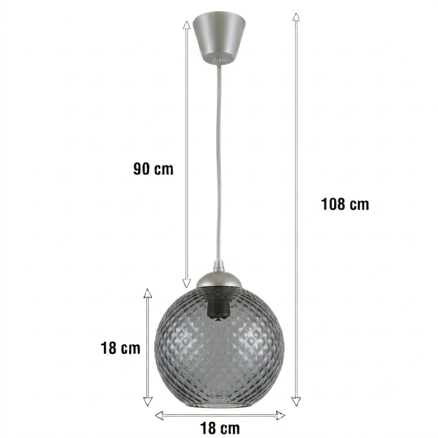 Brilagi - Lampa wisząca LED na lince RETRO GLASS 1xE27/60W/230V śr. 18 cm srebrna/dymnoszara