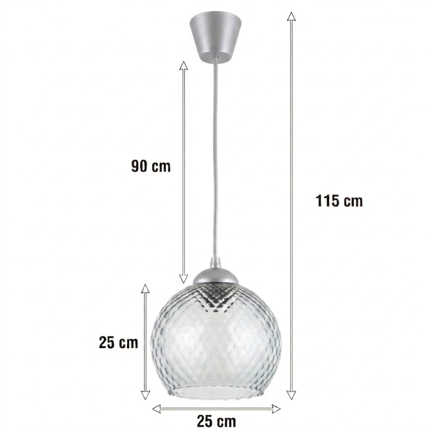 Brilagi - Lampa wisząca LED na lince RETRO GLASS 1xE27/60W/230V Ø 25 cm srebrny/przydymiony szary