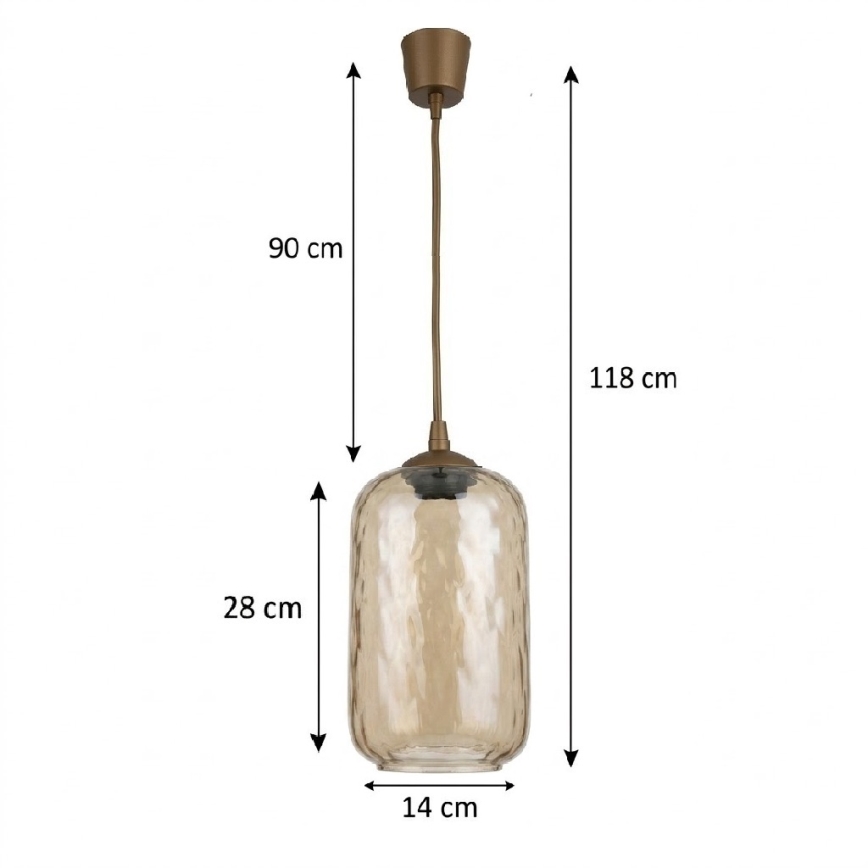 BRILAGI - LED lampa wisząca na przewodzie RETRO GLASS 1xE27/60W/230V Ø 14 cm, brązowy/dymione szkło