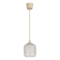 Brilagi - Żyrandol LED na lince RETRO GLASS 1xE27/60W/230V śr. 14 cm beżowy/biały