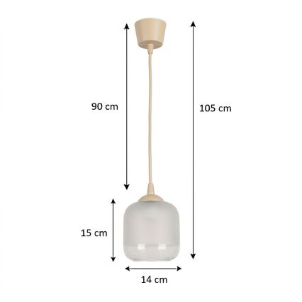 Brilagi - Żyrandol LED na lince RETRO GLASS 1xE27/60W/230V śr. 14 cm beżowy/biały