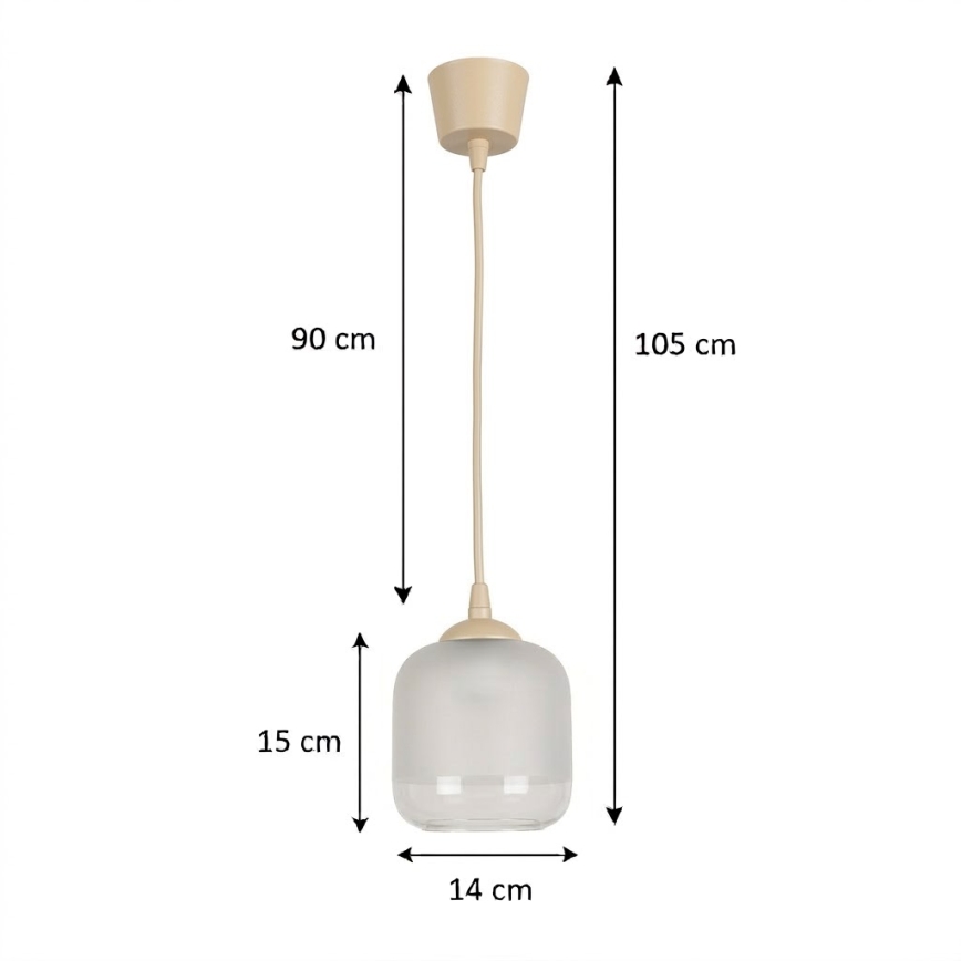 Brilagi - Żyrandol LED na lince RETRO GLASS 1xE27/60W/230V śr. 14 cm beżowy/biały