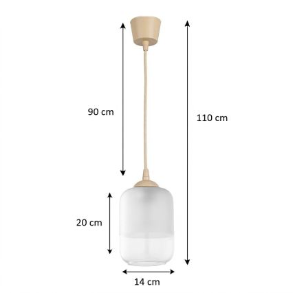Brilagi - Żyrandol LED na lince RETRO GLASS 1xE27/60W/230V śr. 14 cm beżowy/biały