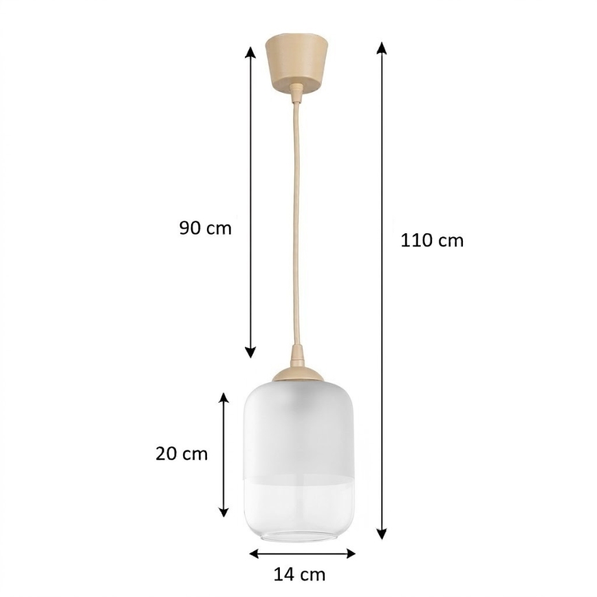 Brilagi - Żyrandol LED na lince RETRO GLASS 1xE27/60W/230V śr. 14 cm beżowy/biały