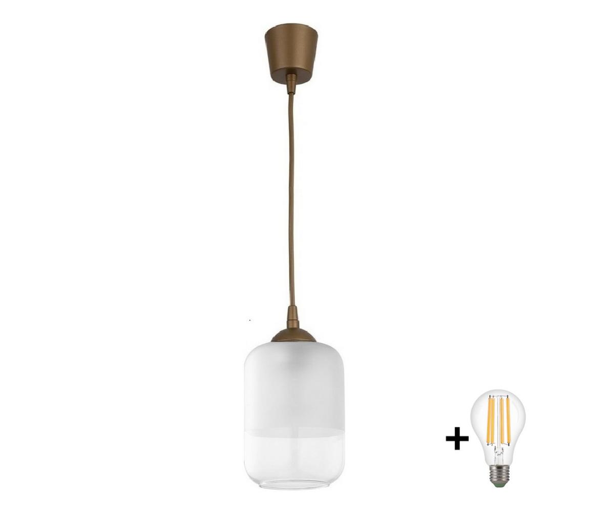 Brilagi - Żyrandol LED na lince RETRO GLASS 1xE27/60W/230V śr. 14 cm brązowy/biały