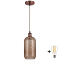 Brilagi - Żyrandol LED na lince RETRO GLASS 1xE27/60W/230V śr. 14 cm miedziany/przydymiony brąz