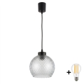 Brilagi - Żyrandol LED na lince RETRO GLASS 1xE27/60W/230V śr. 25 cm czarny/dymny szary