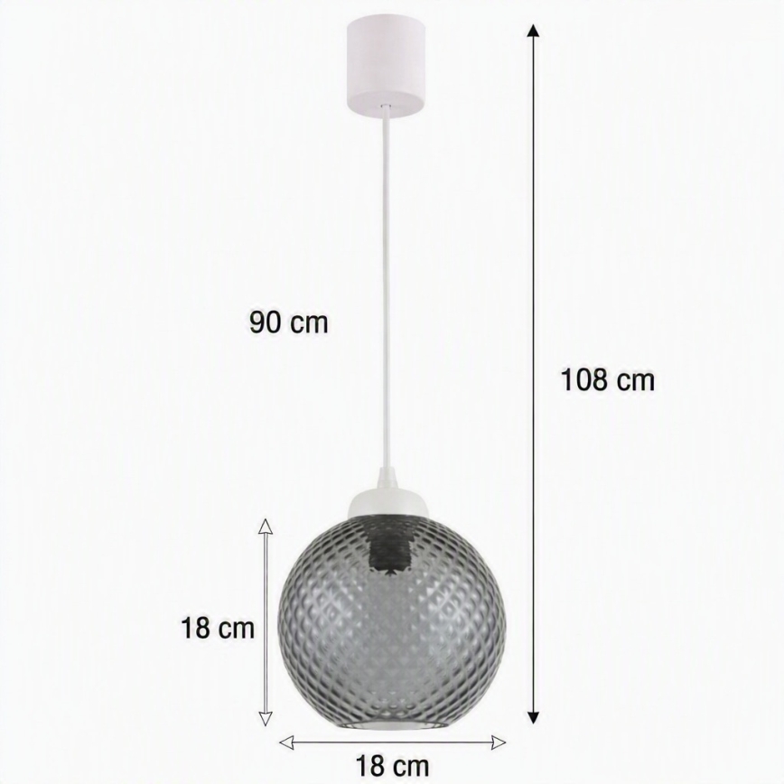 Brilagi - Lampa wisząca LED na lince RETRO GLASS 1xE27/60W/230V, śr. 18 cm, biały/przydymiony szary