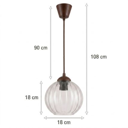 Brilagi - Żyrandol LED na lince RETRO GLASS 1xE27/60W/230V Ø 18 cm brązowy/przezroczysty