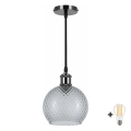 BRILAGI - Żyrandol LED na lince RETRO GLASS 1xE27/60W/230V Ø 18 cm czarny/przydymiony szary