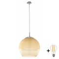 BRILAGI - Żyrandol LED na lince RETRO GLASS 1xE27/60W/230V Ø 38 cm matowy chrom/przydymiony beż