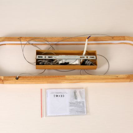 Brilagi - Żyrandol LED na lince UMEA WOOD, LED/30W/230V, 70x20 cm, drewno kauczukowe