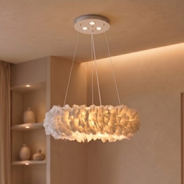 Brilagi - Żyrandol LED na linkach FEATHER 3xE27/40W/230V + 3xLED/3W śr. 40 cm biały