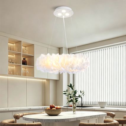 BRILAGI - Żyrandol LED na linkach FEATHER 3xE27/40W/230V + 3xLED/3W śr. 40 cm biały