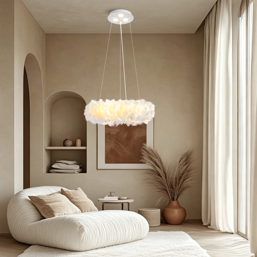 BRILAGI - Żyrandol LED na linkach FEATHER 3xE27/40W/230V + 3xLED/3W śr. 40 cm biały