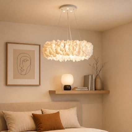 Brilagi - Żyrandol LED na linkach FEATHER 3xE27/40W/230V + 3xLED/3W śr. 40 cm biały