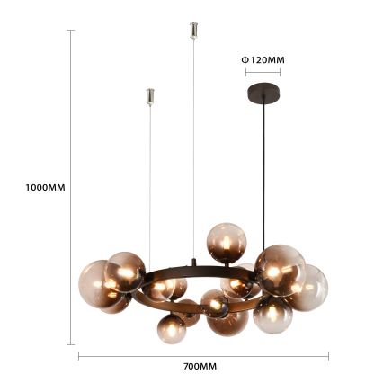 Brilagi - Żyrandol LED na linkach MILLA 15xG9/3W/230V brązowy/przydymiony brązowy