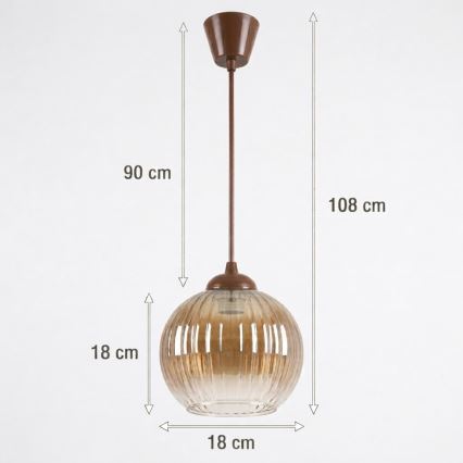 Brilagi - Lampa LED wisząca na przewodzie RETRO GLASS 1xE27/60W/230V śr. 18 cm brązowa/przydymiona brązowa