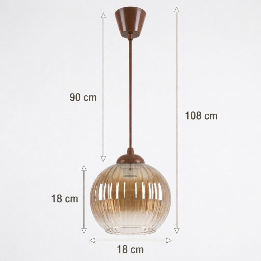 Brilagi - Lampa LED wisząca na przewodzie RETRO GLASS 1xE27/60W/230V śr. 18 cm brązowa/przydymiona brązowa