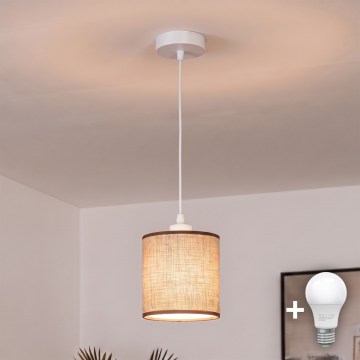 BRILAGI - Żyrandol LED na przewodzie NUBILA 1xE27/60W/230V Ø 14 cm biały/brązowy