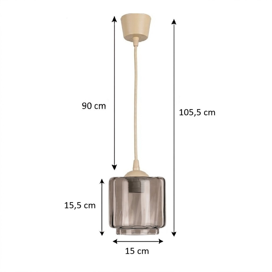 BRILAGI - LED lampa wisząca na lince RETRO GLASS 1xE27/60W/230V pr. 15 cm beżowy/przydymiony beż