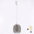 Brilagi - Żyrandol LED na przewodzie RETRO GLASS 1xE27/60W/230V śr. 14 cm biały/przydymiony szary
