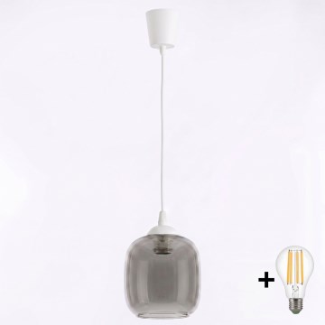 Brilagi - Żyrandol LED na przewodzie RETRO GLASS 1xE27/60W/230V śr. 14 cm biały/przydymiony szary