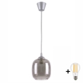 Brilagi - Żyrandol LED na przewodzie RETRO GLASS 1xE27/60W/230V śr. 14 cm srebrny/przydymiony szary