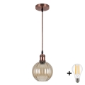 Brilagi - Żyrandol LED na przewodzie RETRO GLASS 1xE27/60W/230V śr. 18 cm miedziany/dymny brąz