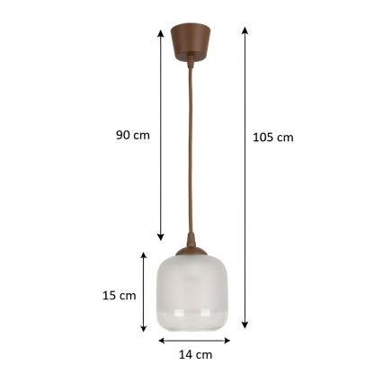 Brilagi - Żyrandol LED na przewodzie RETRO GLASS 1xE27/60W/230V Ø 14 cm brązowy/biały