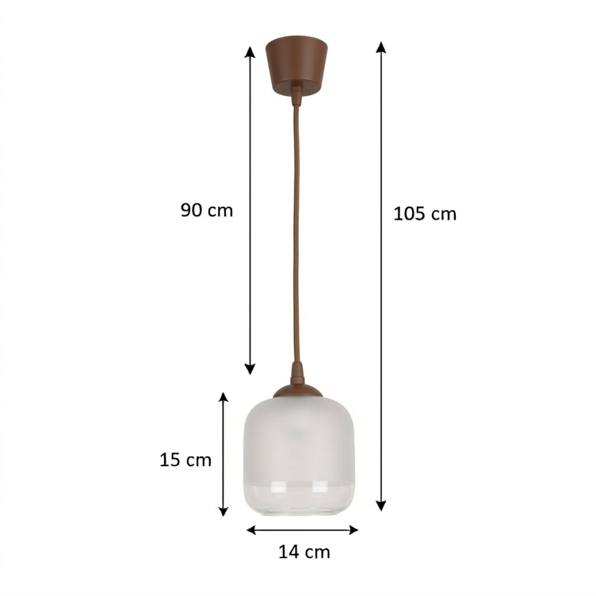 Brilagi - Żyrandol LED na przewodzie RETRO GLASS 1xE27/60W/230V Ø 14 cm brązowy/biały