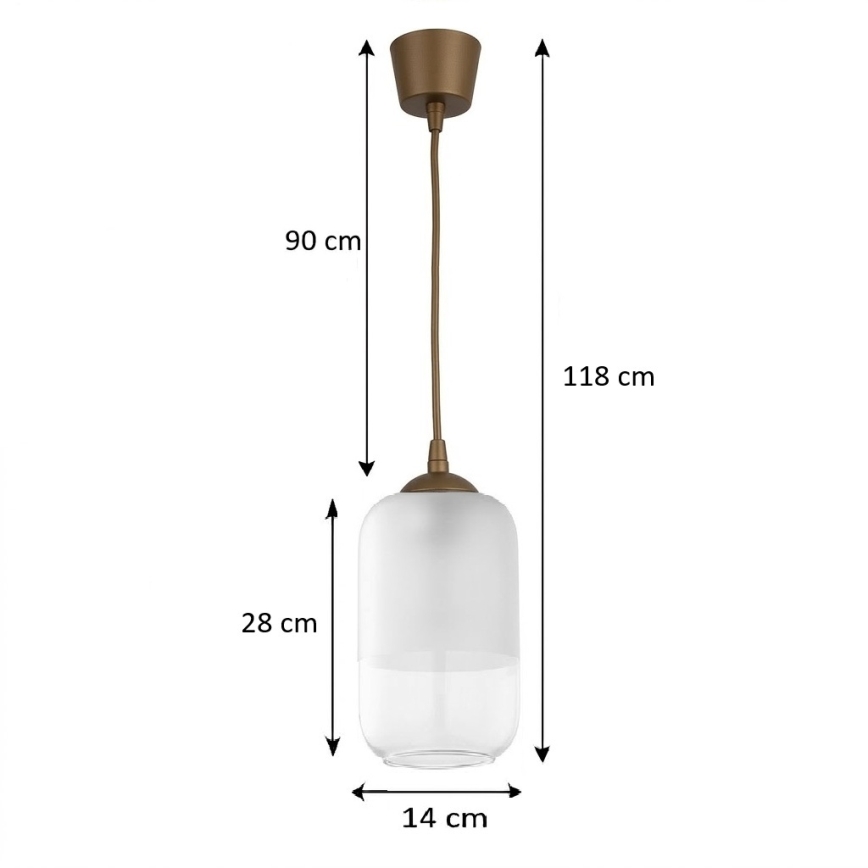 Brilagi - Żyrandol LED na przewodzie RETRO GLASS 1xE27/60W/230V Ø 14 cm brązowy/biały