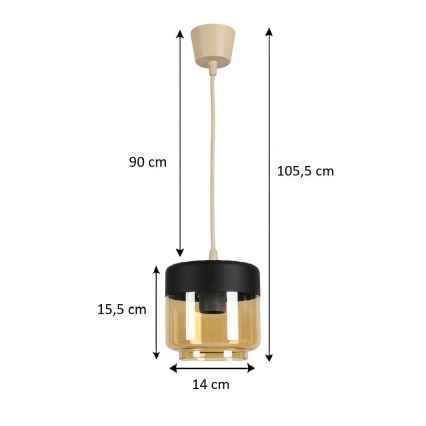 Brilagi - LED Żyrandol RETRO GLASS 1xE27/60W/230V śr. 14 cm beżowy/dymiony beżowy/czarny