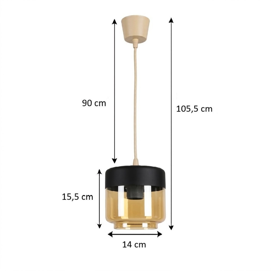Brilagi - LED Żyrandol RETRO GLASS 1xE27/60W/230V śr. 14 cm beżowy/dymiony beżowy/czarny