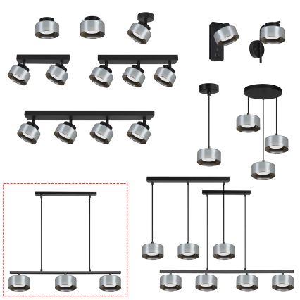 Brilagi - LED RGB+CCT ściemnialny żyrandol wiszący na linkach AURA LUX 3xGX53/14W/230V 2700-6500K Wi-Fi Tuya czarny/dymiony