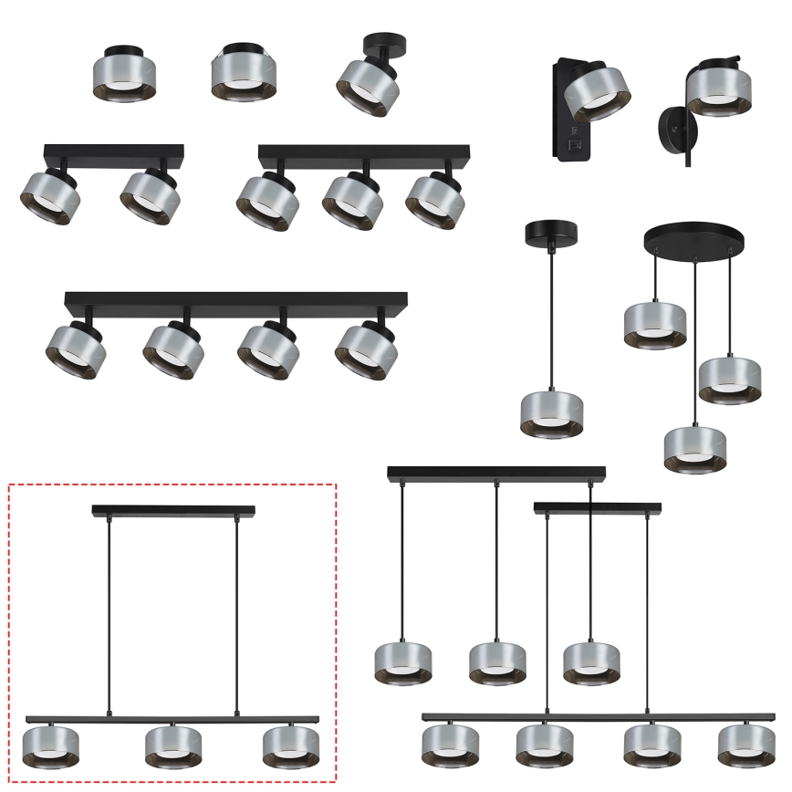 Brilagi - LED RGB+CCT ściemnialny żyrandol wiszący na linkach AURA LUX 3xGX53/14W/230V 2700-6500K Wi-Fi Tuya czarny/dymiony