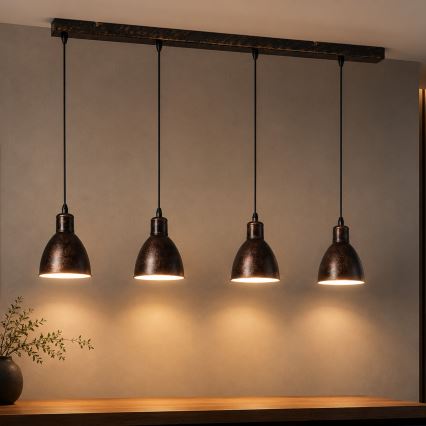 Brilagi - Żyrandol LED RIDDY na linkach 4xE27/60W/230V miedziany/patina