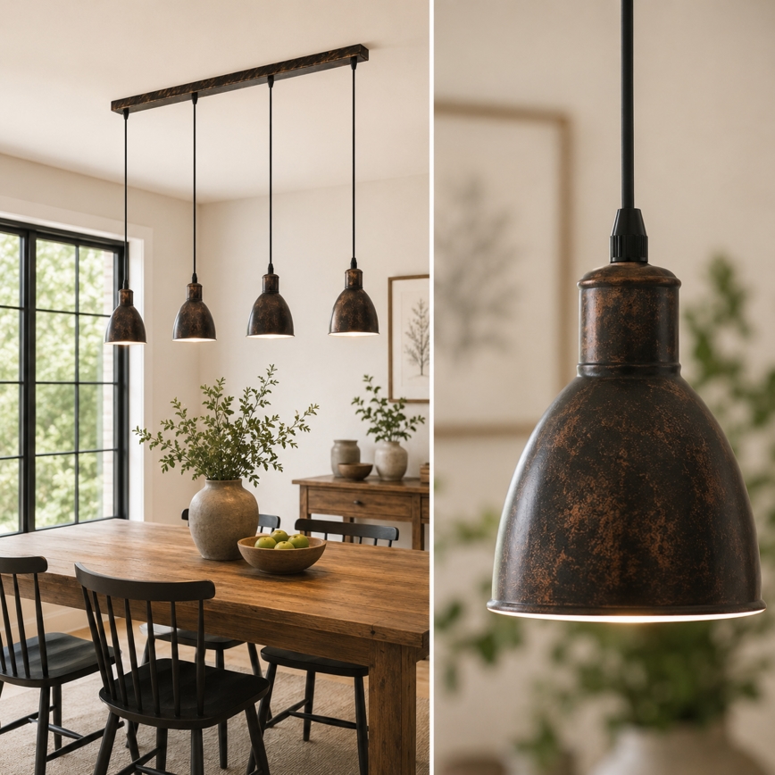 Brilagi - Żyrandol LED RIDDY na linkach 4xE27/60W/230V miedziany/patina