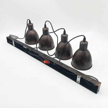 Brilagi - Żyrandol LED RIDDY na linkach 4xE27/60W/230V miedziany/patina