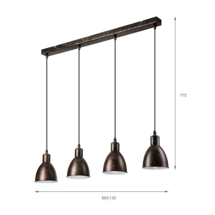 Brilagi - Żyrandol LED RIDDY na linkach 4xE27/60W/230V miedziany/patina