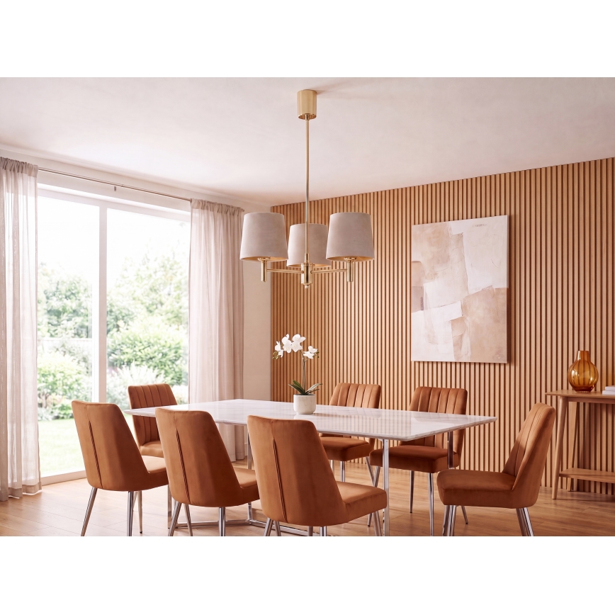 BRILAGI - Żyrandol na drążku MONTE 3xE27/60W/230V beżowy/złoty