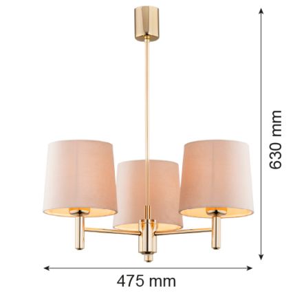 BRILAGI - Żyrandol na drążku MONTE 3xE27/60W/230V beżowy/złoty