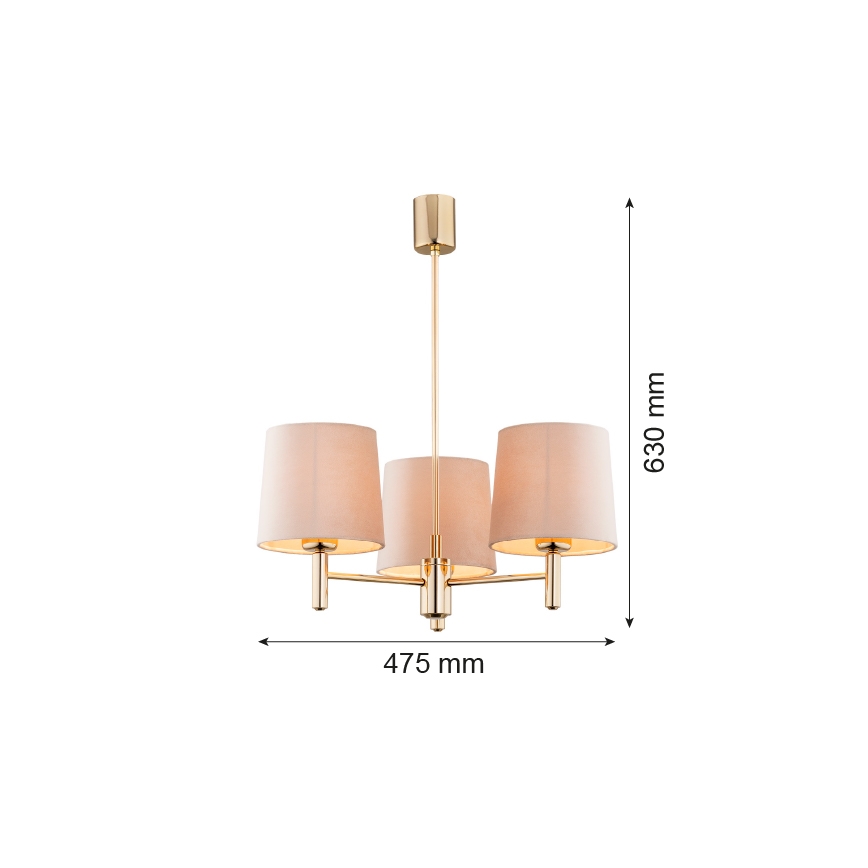 BRILAGI - Żyrandol na drążku MONTE 3xE27/60W/230V beżowy/złoty